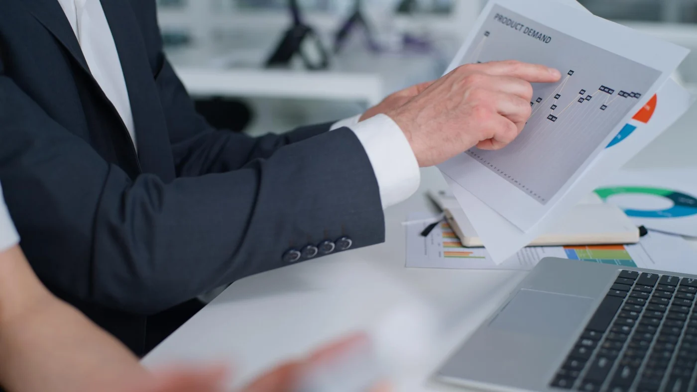 Business colleagues reviewing data and documents