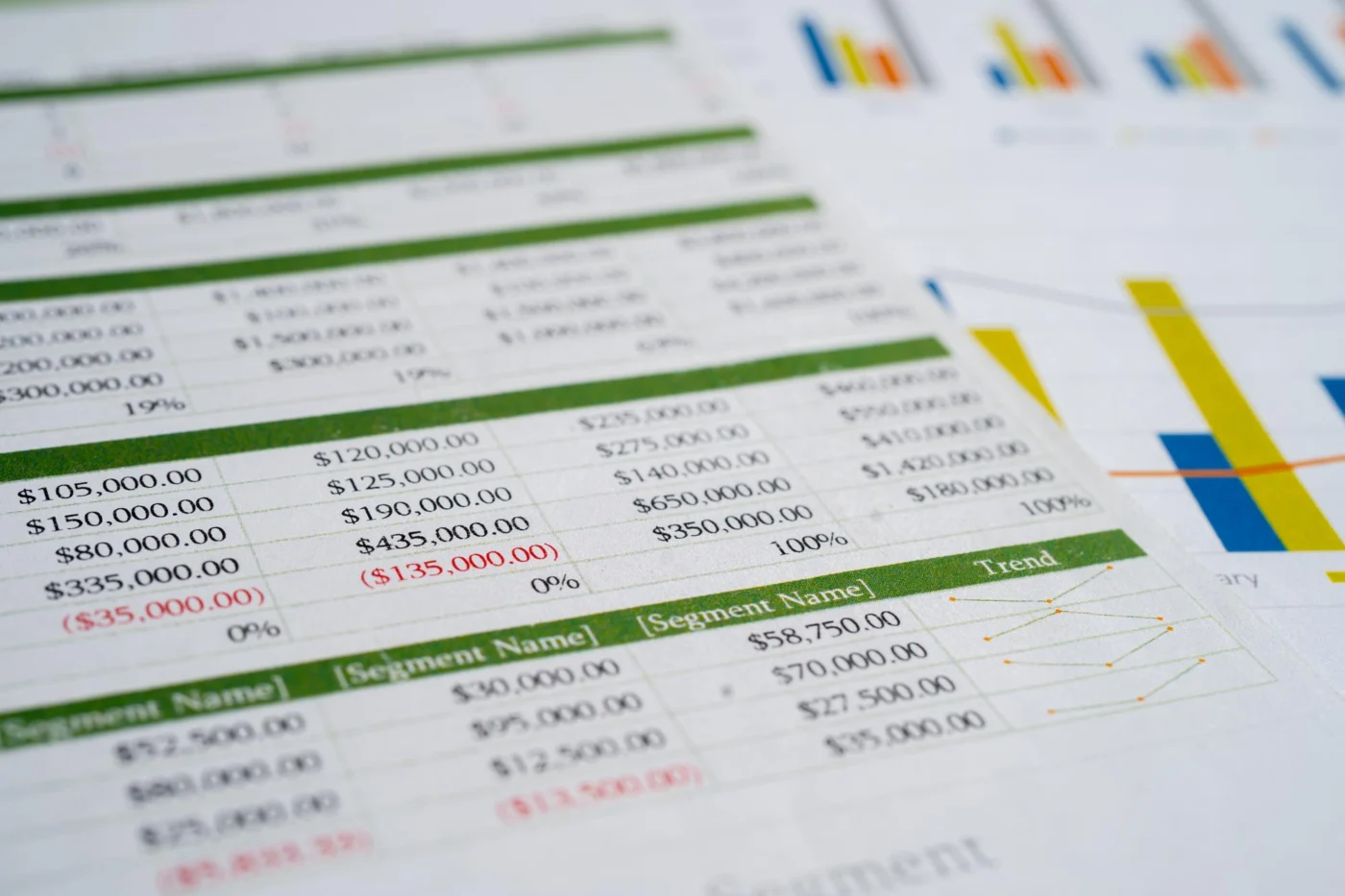 A simple cash flow forecast spreadsheet shown close up on a screen