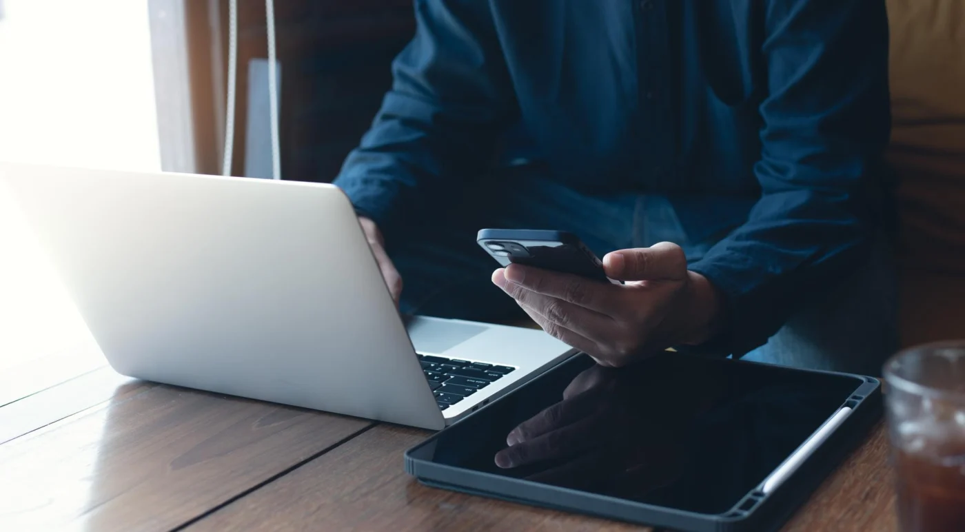 A business owner reviewing a newly opened company account on a laptop
